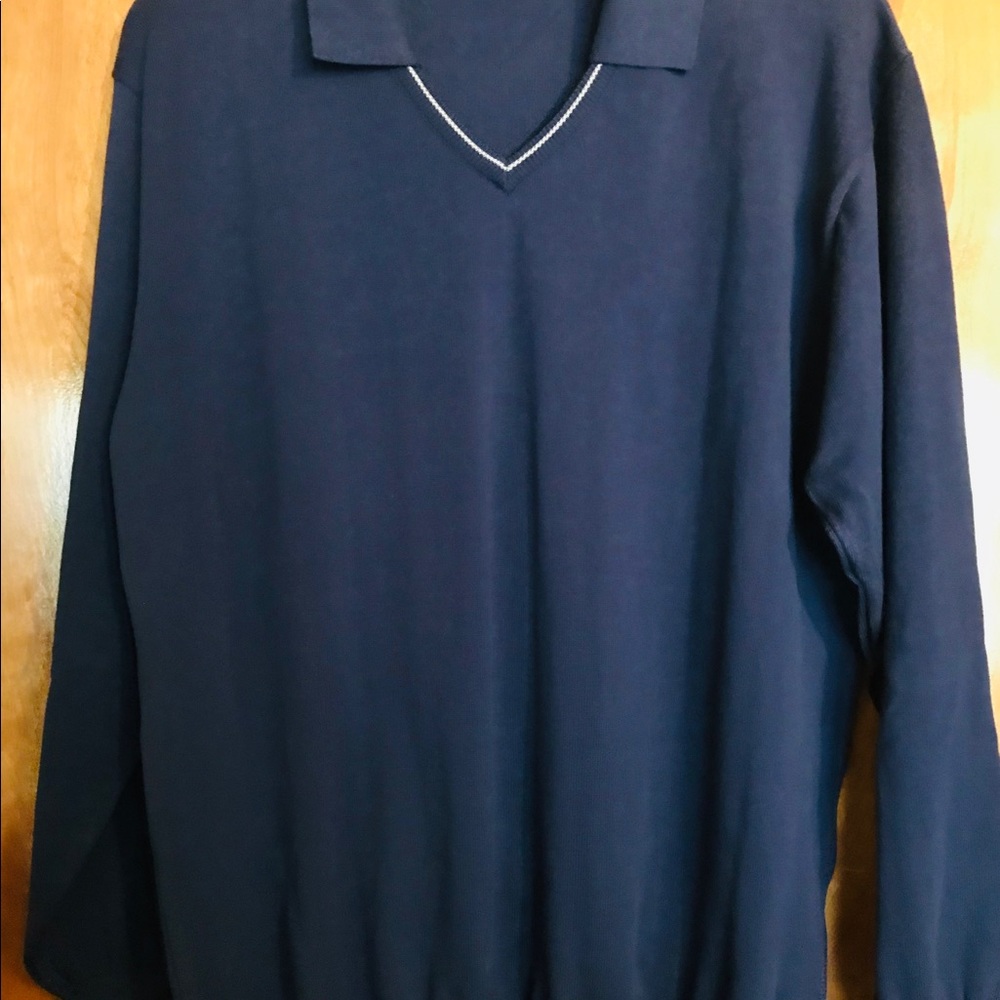 Navy Blue Large long sleeve Henley. Italian Made